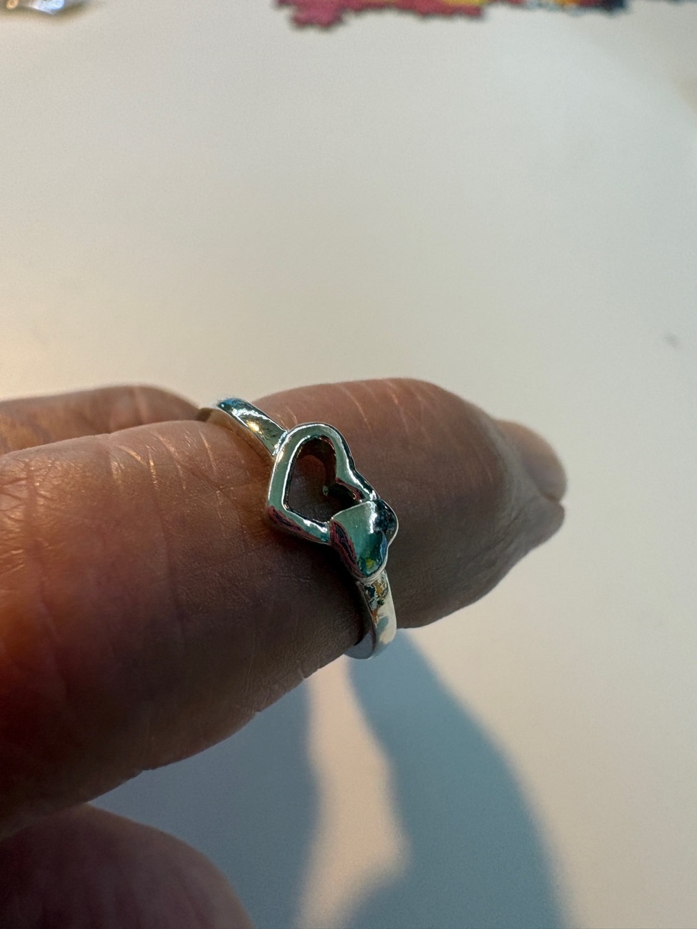 Silver Heart Accent Ring Size 7